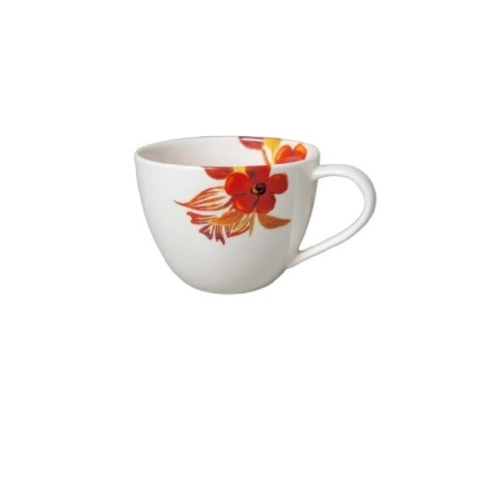 Starbucks 2008 White and Orange Floral Coffee Tea Cup Mug 12 oz